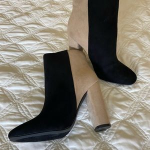 Black and Tan suede booties size 8